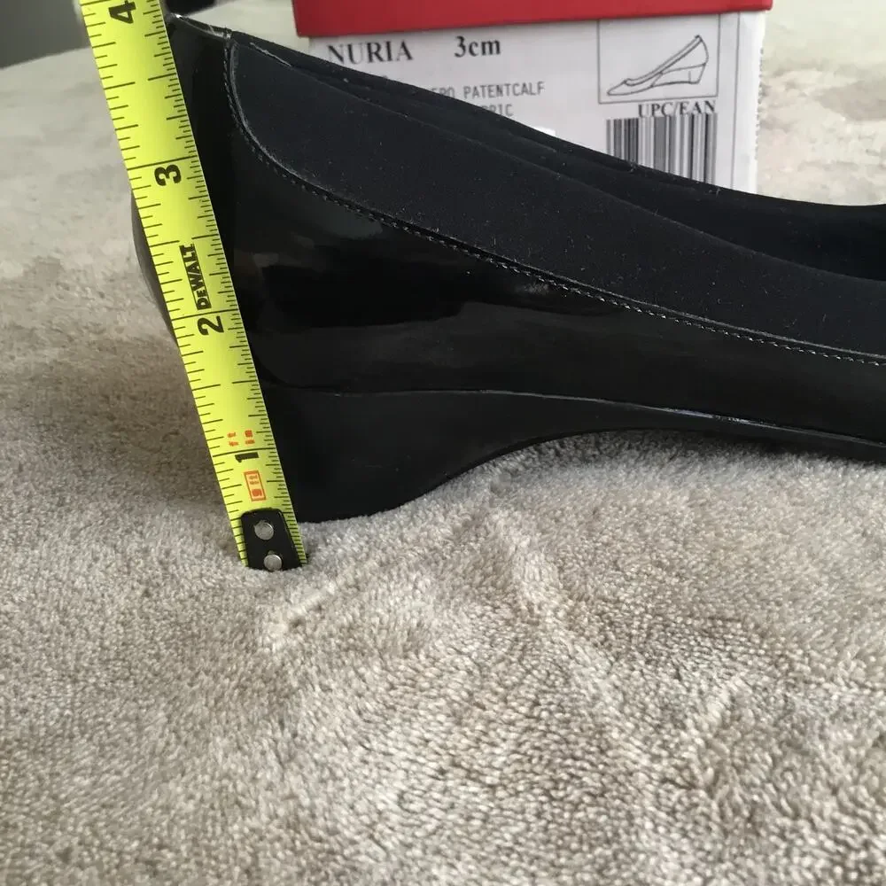 Salvatore Ferragamo Nuria Wedge Black Patent Leather Pumps Size 6 - Picture 3 of 10